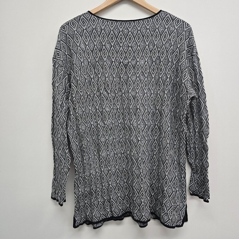 J. Jill Womens Size Medium Lightweight Diamond Tunic Sweater Long Sleeve Stretch - Picture 2 of 6
